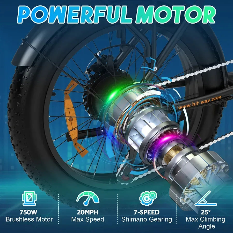 Hitway BK10 Folding Electric Bike, 90 Km Range