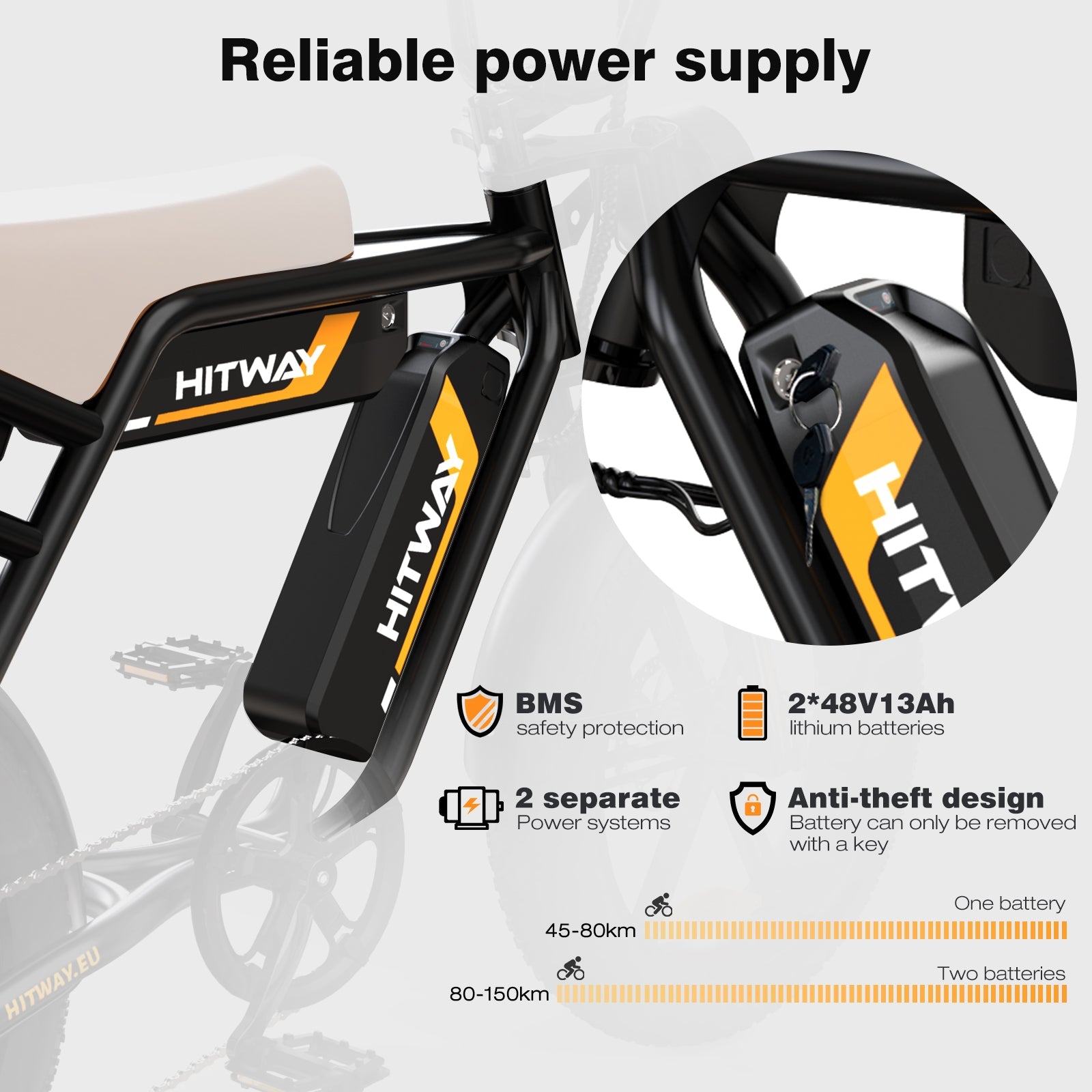 HITWAY BK29S avec double batterie 500 W 48 V