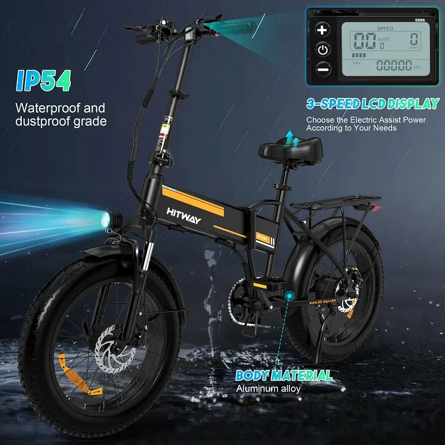 Hitway BK10 Folding Electric Bike, 90 Km Range