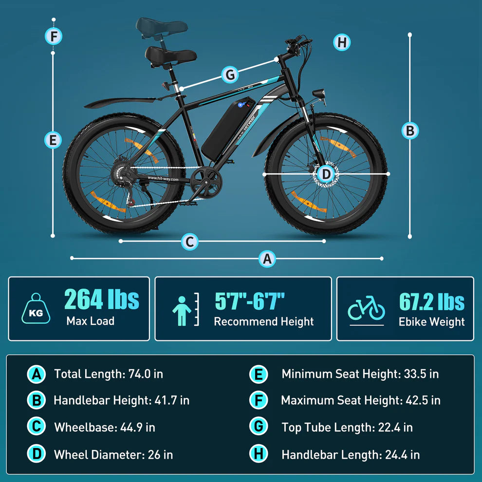 Vélo électrique à gros pneus HITWAY BK15 500 W 48 V