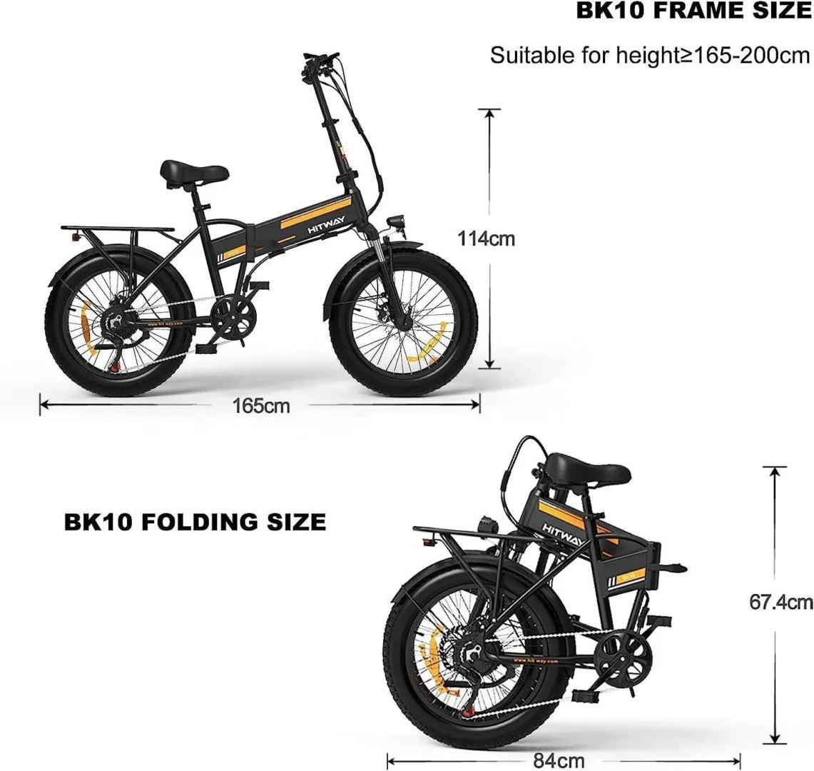 Hitway BK10 Folding Electric Bike, 90 Km Range