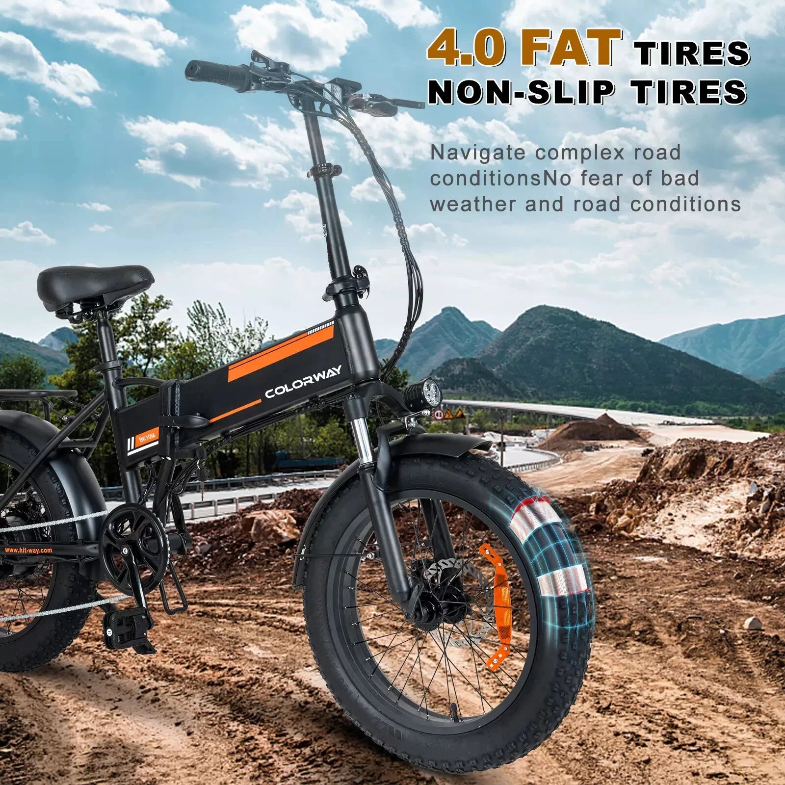 Colorway BK10M 750W Electric Mountain Bike – 20″ Fat-Tire 36V/12Ah US Beach E-Bike